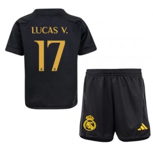 Real Madrid Fotballdrakt Lucas Vazquez #17 Tredjedrakt Barn 2023-24 Kortermet (+ Korte bukser)