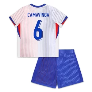EM 2024 Frankrike Eduardo Camavinga #6 Bortedrakt Barn Fotballdraktsett
