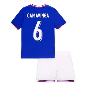 EM 2024 Frankrike Eduardo Camavinga #6 Hjemmedrakt Barn Fotballdraktsett