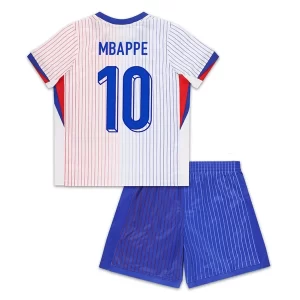 EM 2024 Frankrike Kylian Mbappe #10 Bortedrakt Barn Fotballdraktsett
