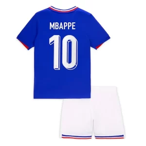 EM 2024 Frankrike Kylian Mbappe #10 Hjemmedrakt Barn Fotballdraktsett