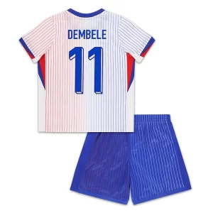 EM 2024 Frankrike Ousmane Dembele #11 Bortedrakt Barn Fotballdraktsett