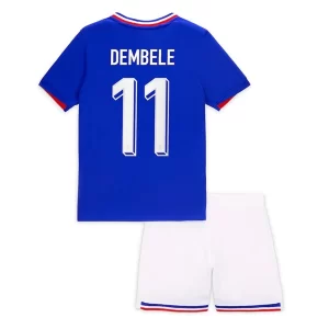 EM 2024 Frankrike Ousmane Dembele #11 Hjemmedrakt Barn Fotballdraktsett
