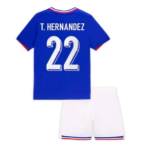 EM 2024 Frankrike Theo Hernandez #22 Hjemmedrakt Barn Fotballdraktsett