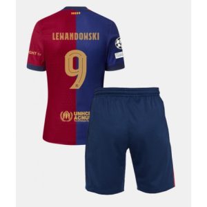 Kjøpe 2024-2025 FC Barcelona Hjemmedrakt Robert Lewandowski #9 Barn Fotballdraktsett